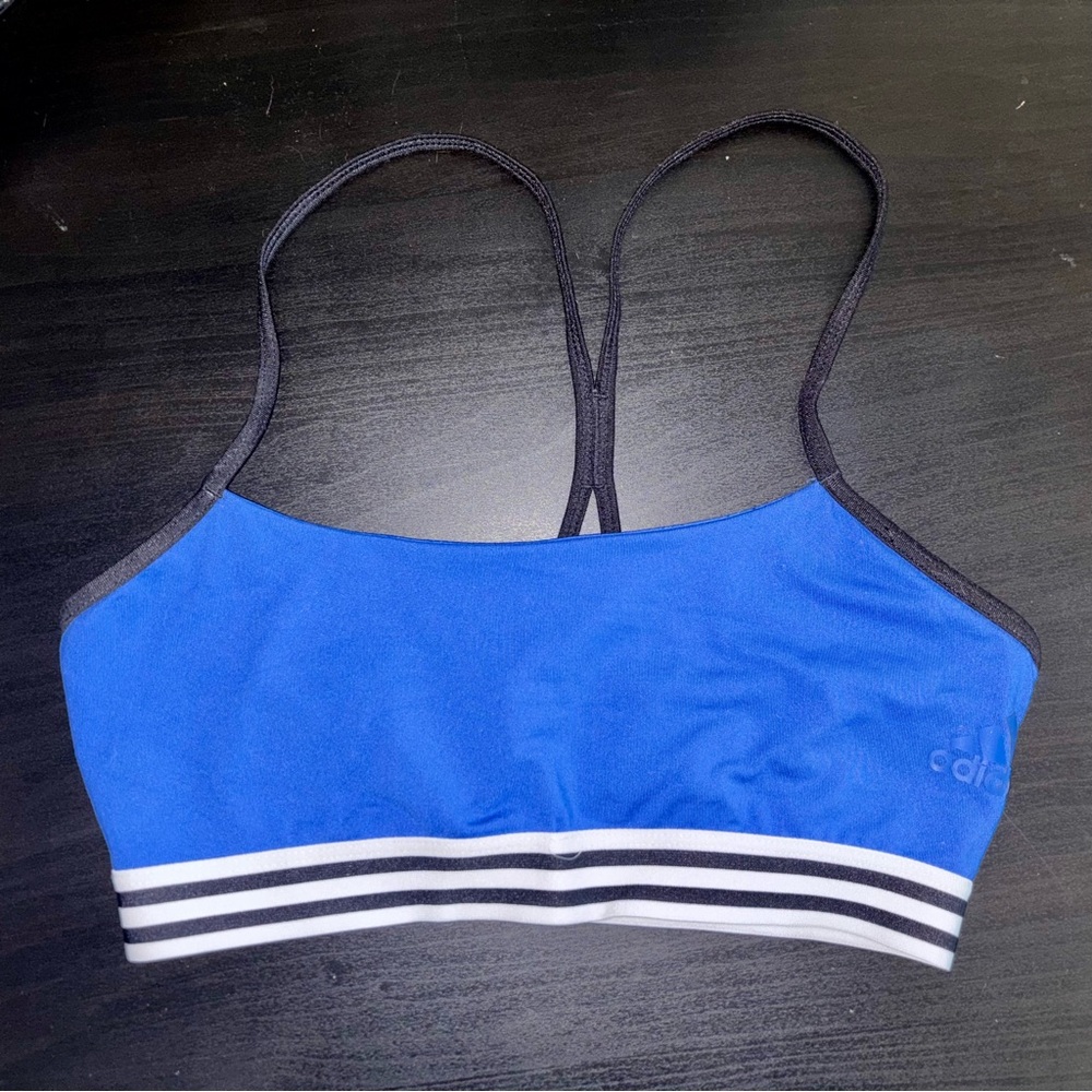 Adidas Blue and Black Sports Bra with Racerback